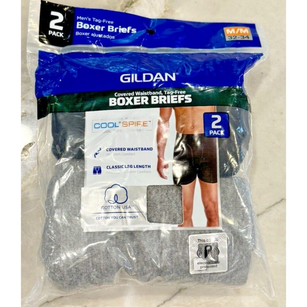 Gildan Cool Spire Tag Free Men's Boxer Briefs Size M  Multicolored 2Pack